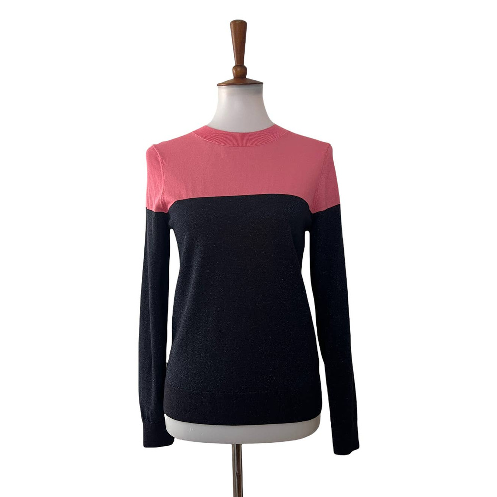 Paris Atelier & Other Stories Womens Shimmer Sweater Long Sleeve Pink Blue XS